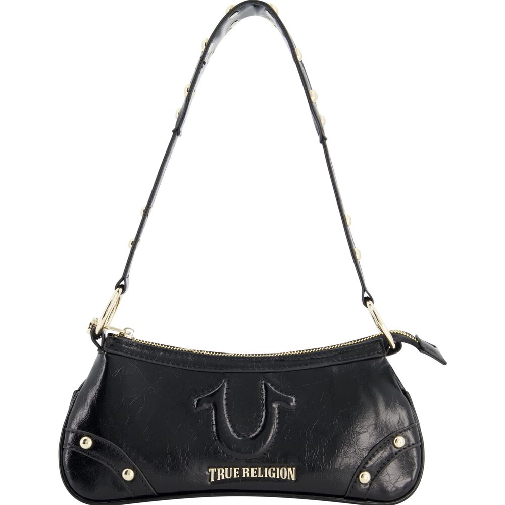 1602 Shoulder Bag Purse, Mini Travel Handbag with Horseshoe Logo, Black